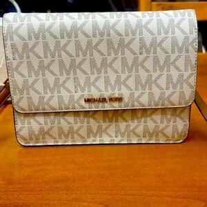 Michael Kors Beige Monogram Crossbody Bag